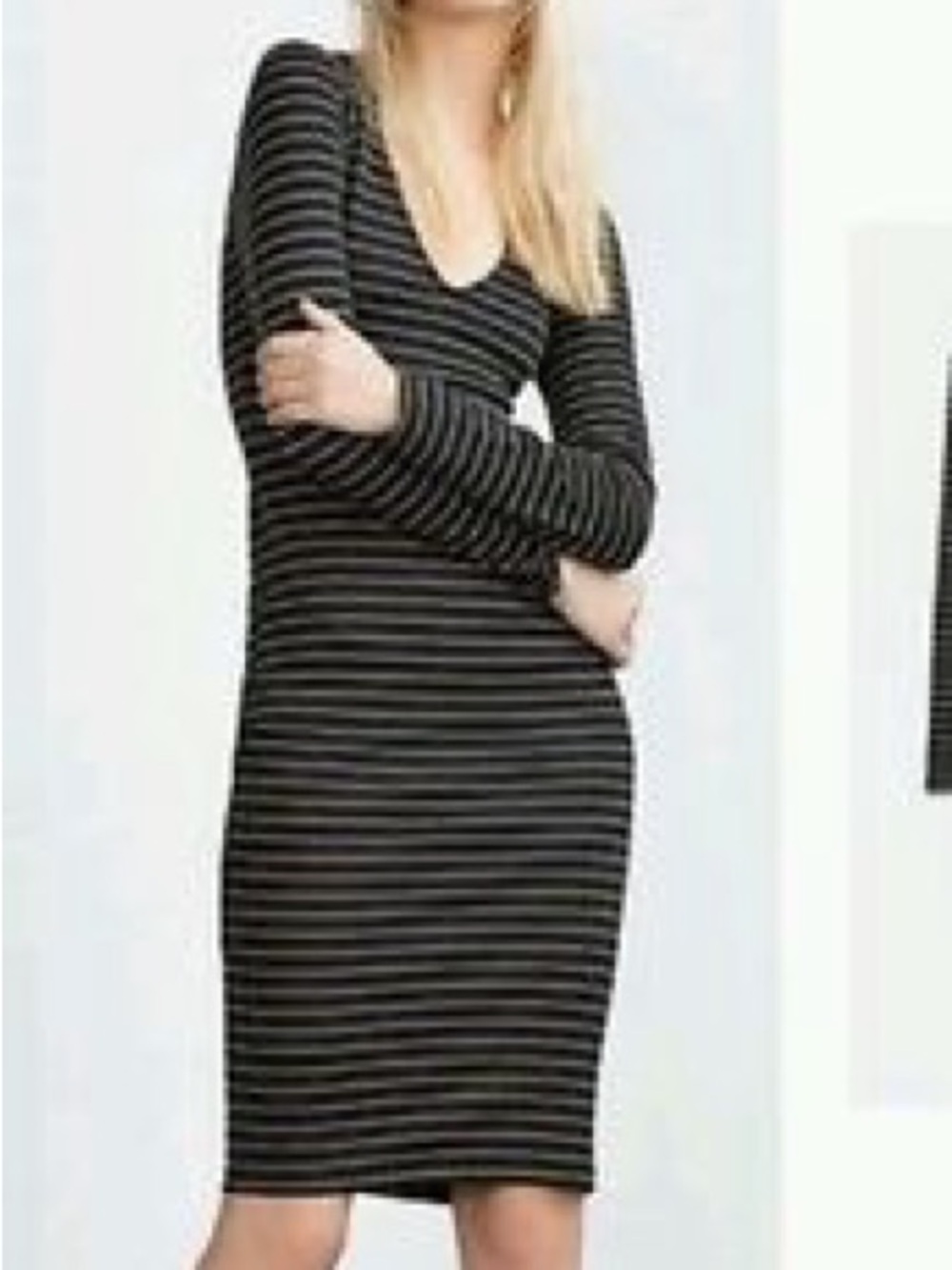 Zara trafaluc midi striped bodycon dress